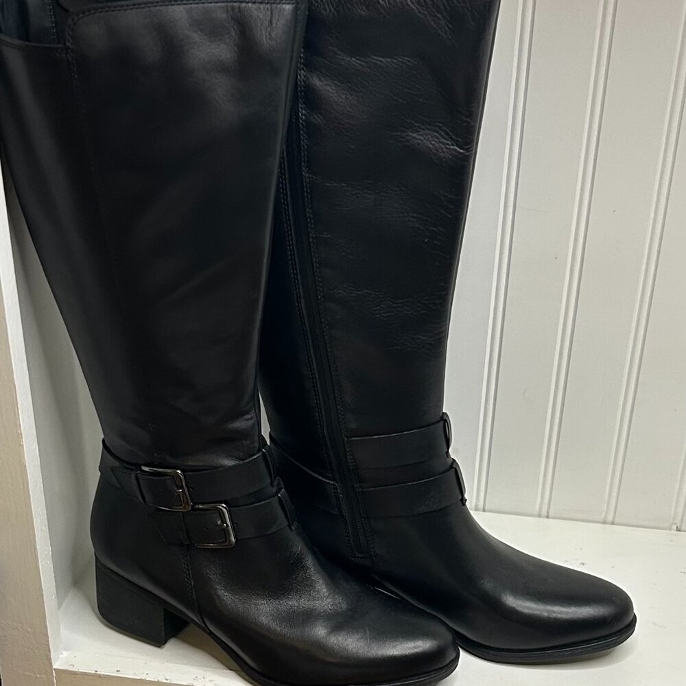 Naturalizer Womens Dale Wide Calf Leather Riding Boots 8.5 Medium (B,M)